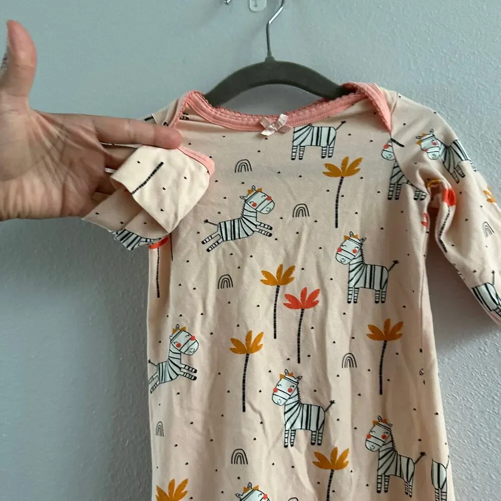 Viverano Zebra Baby Sleep Gown (Organic Cotton Size 0-3 M